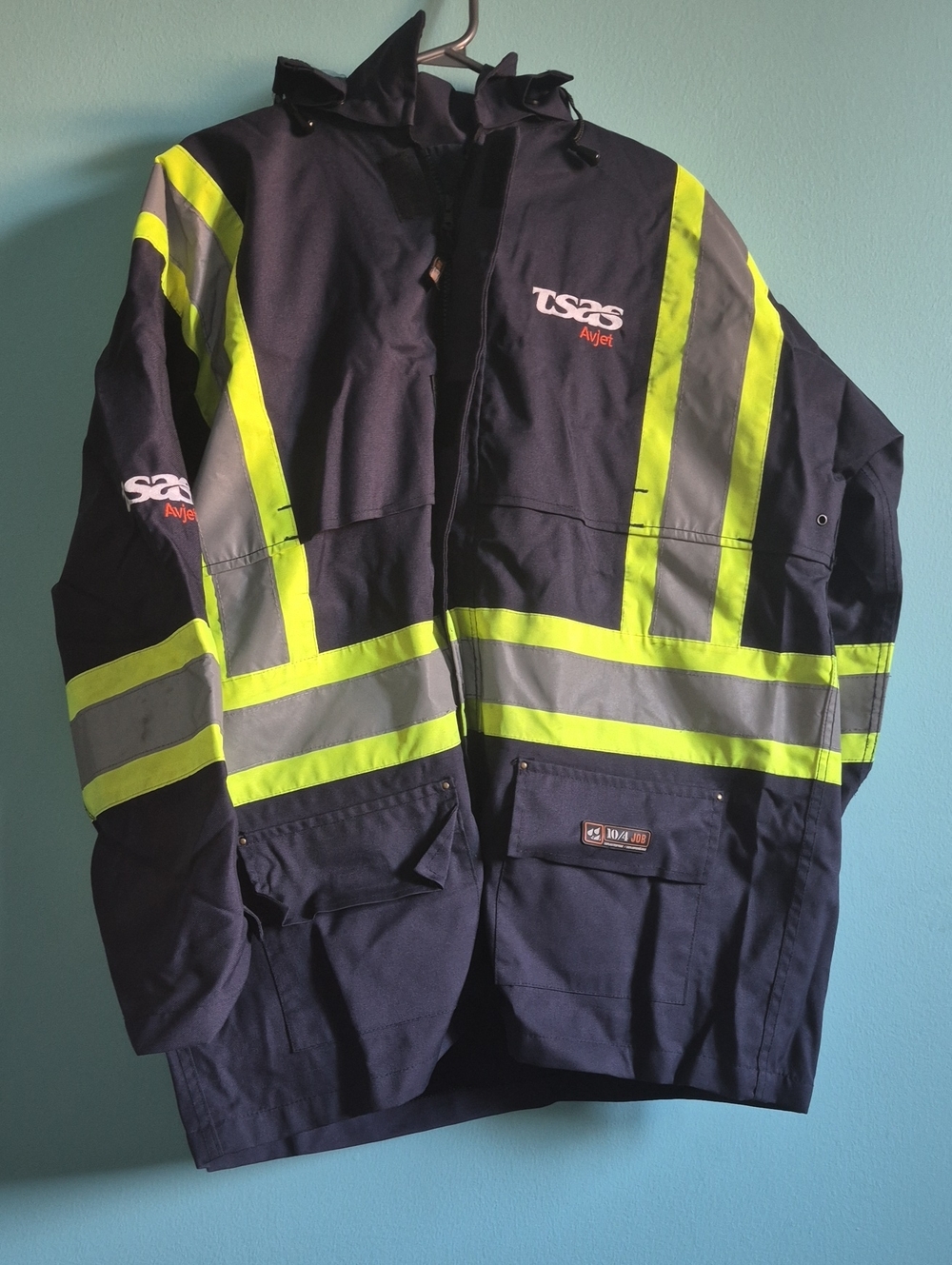 TSAS High-Visibility Waterproof Rain Suit Set - Jacket & Bib Pants - Size Large
